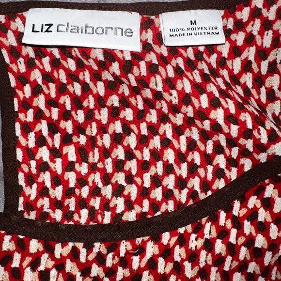 Liz Claiborne Red & Black Geometric Print Sleeveless Blouse Size M - Picture 4 of 4